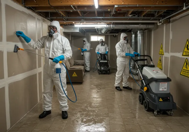 Basement Moisture Removal and Structural Drying process in East Farmingdale, NY